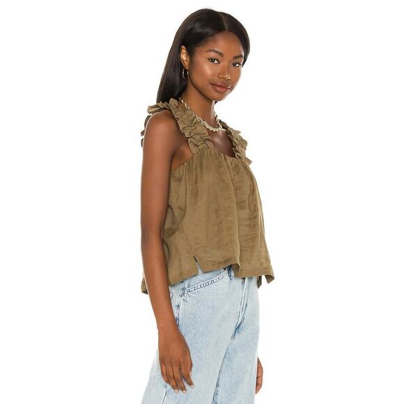 Frame Ruffle Strap Tank Moss Size M - Picture 2 of 7